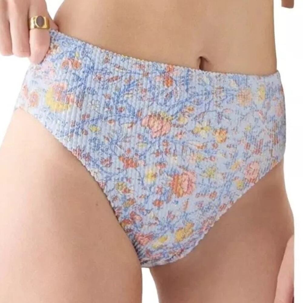 NWT J. Crew Scrunchie high-rise bikini bottom Plus Size 2X Blue floral BH495
